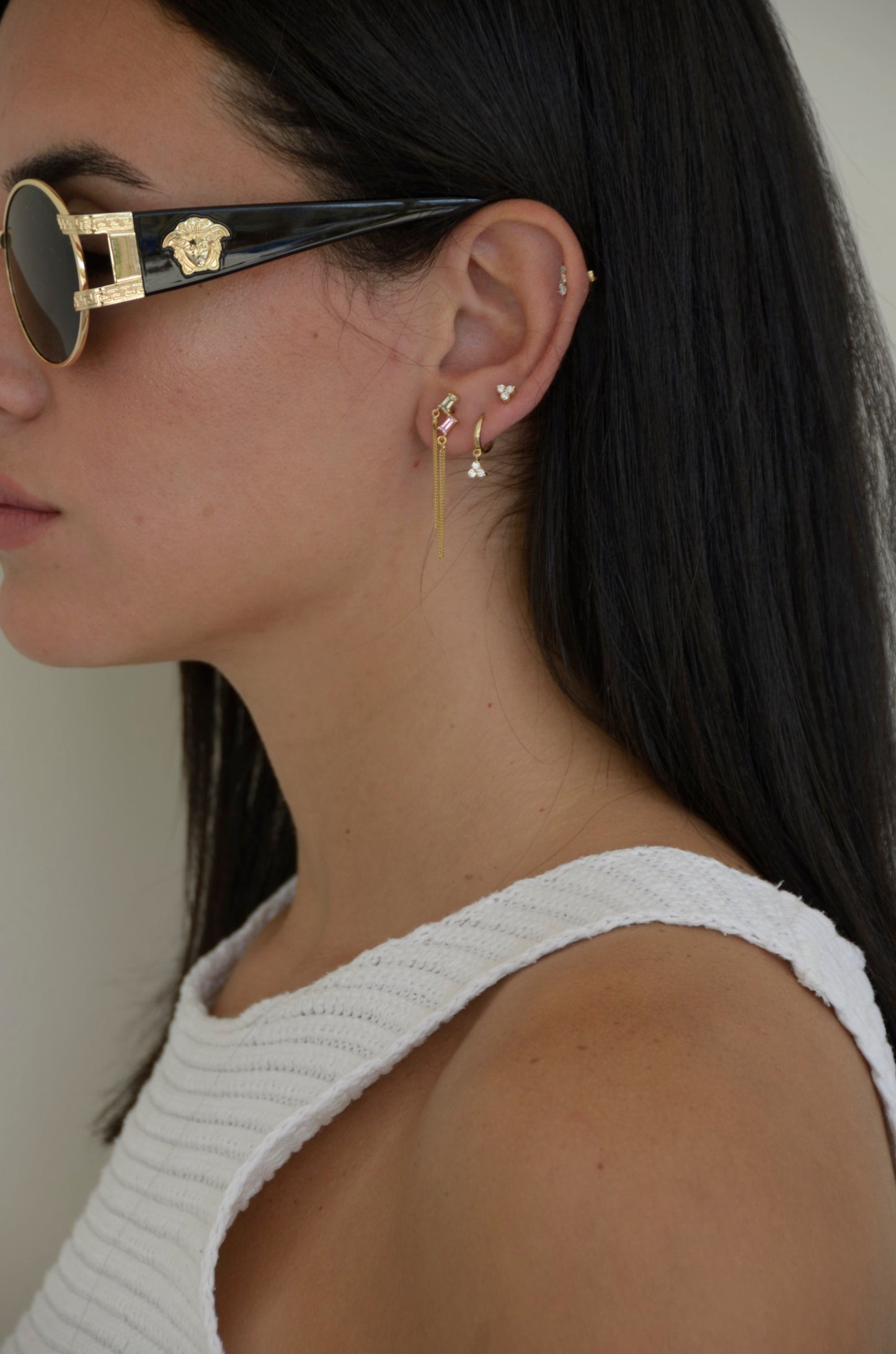 Triplets Dangling Hoops (Sold as Singles) - E29