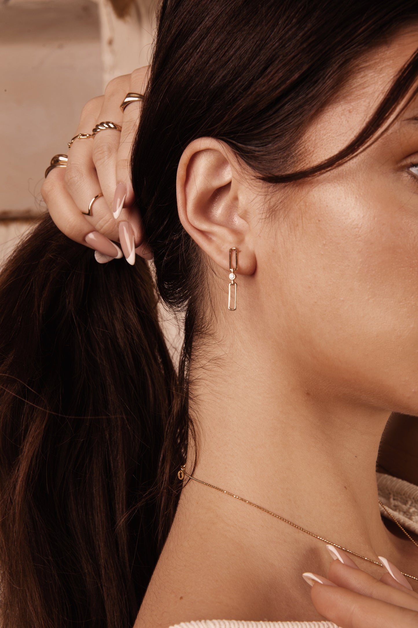 PaperClip Chain Diamond Earrings - E63