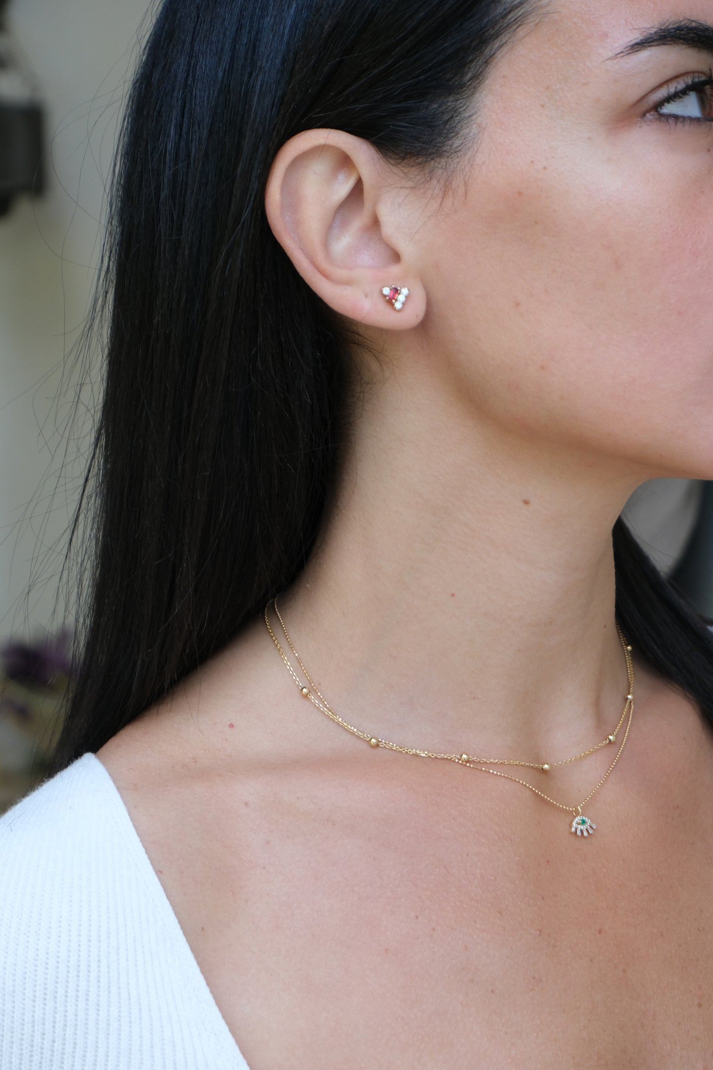 Triplets & Orange Sapphire Stud (Sold as Singles) - E23