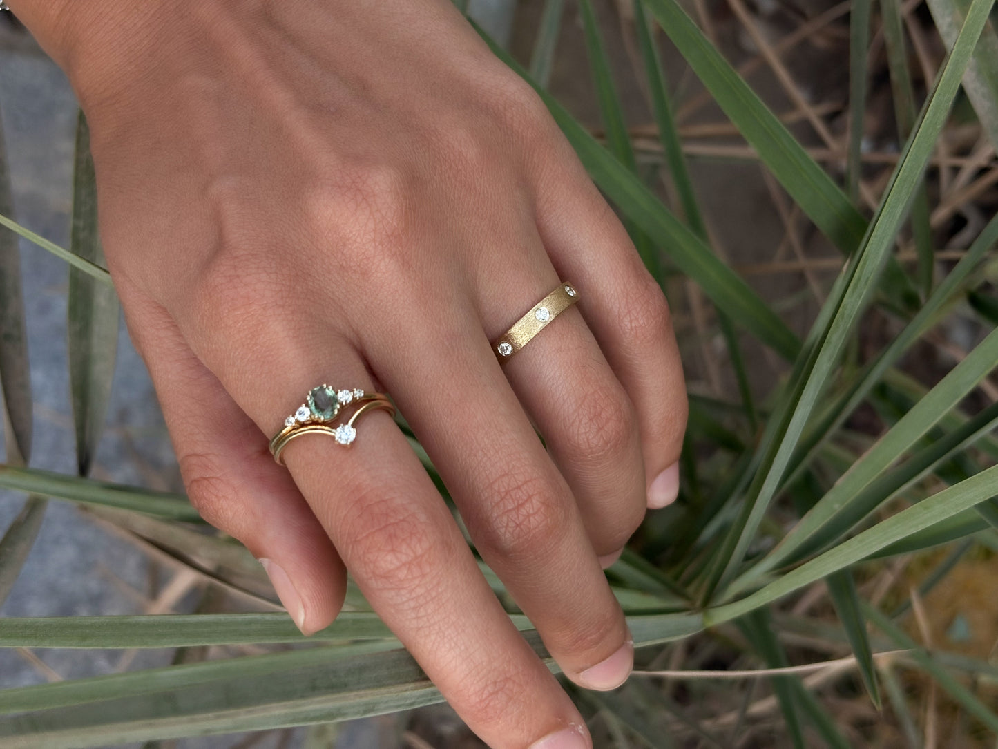 Textured Seperated Diamond Band - R74