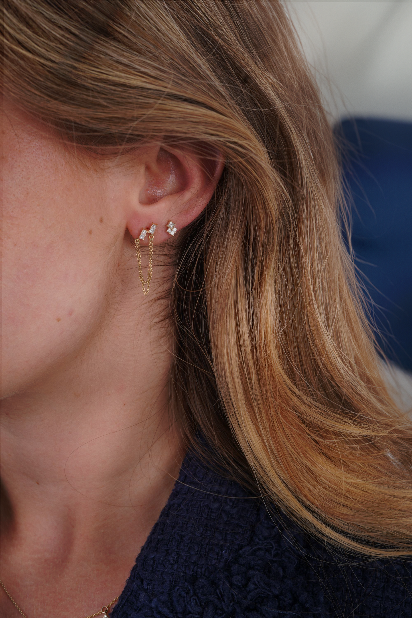 Princess Cut Dangling Earrings (Sold as Singles) - E51