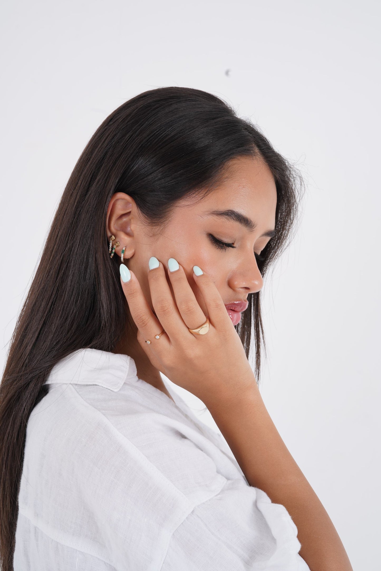 Emerald & Diamond Inverted Obelisk Stud (Sold as Singles) - E40