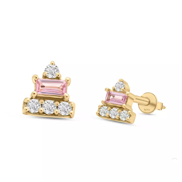 Triplets & Pink Sapphire Stud (Sold as Singles) - E21
