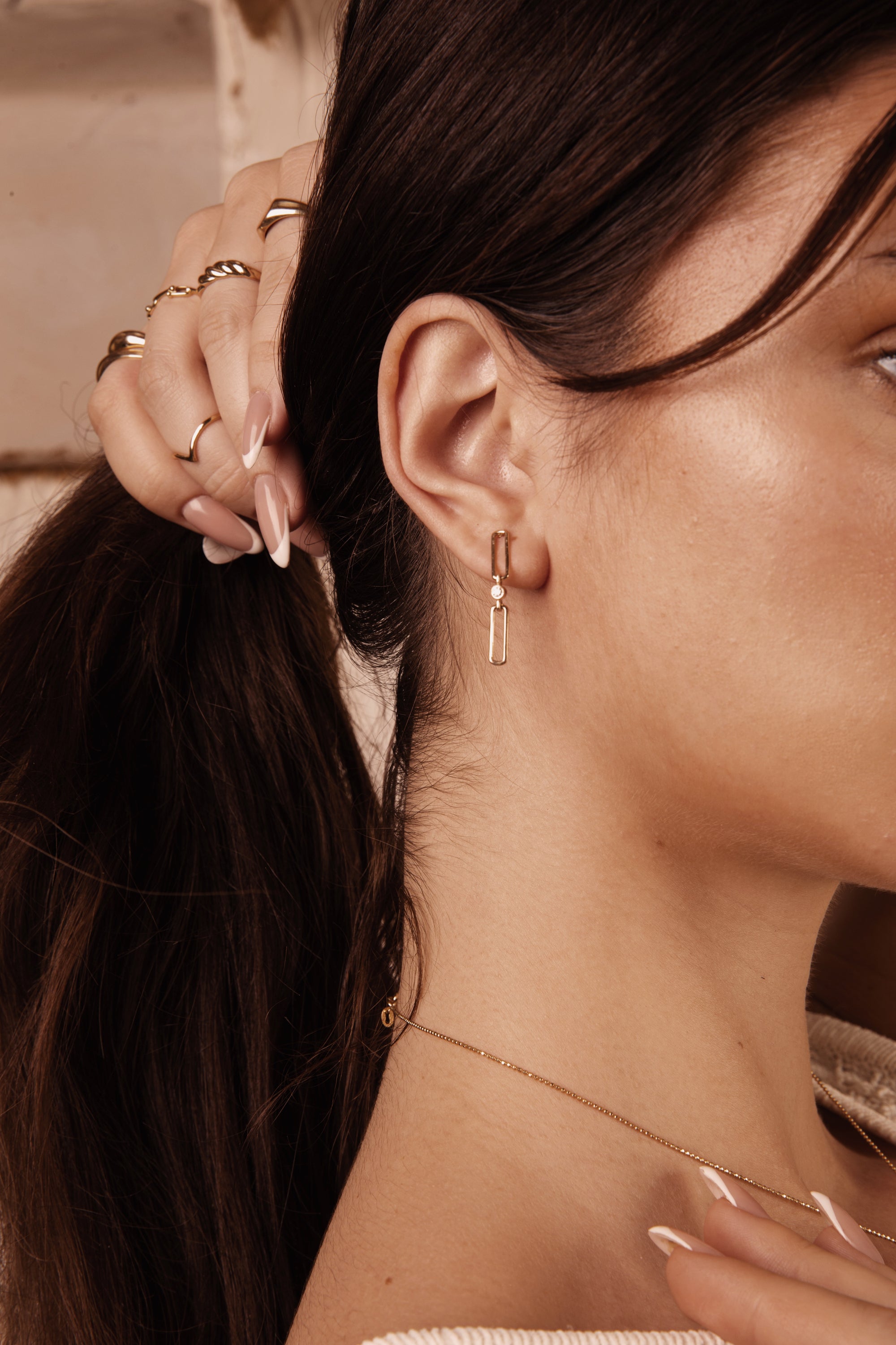 PaperClip Chain Diamond Earrings - E63