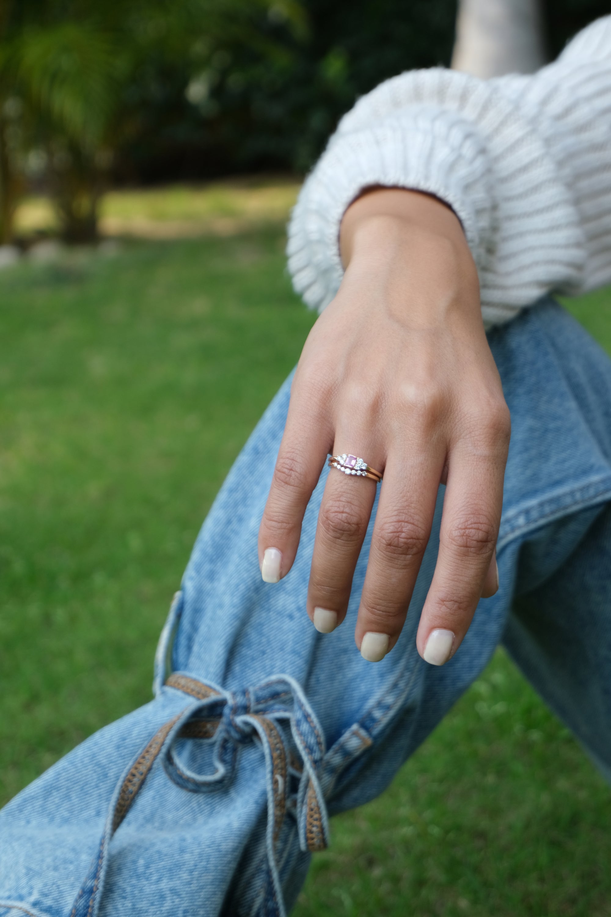 Flowery Pink Sapphire Ring - R57