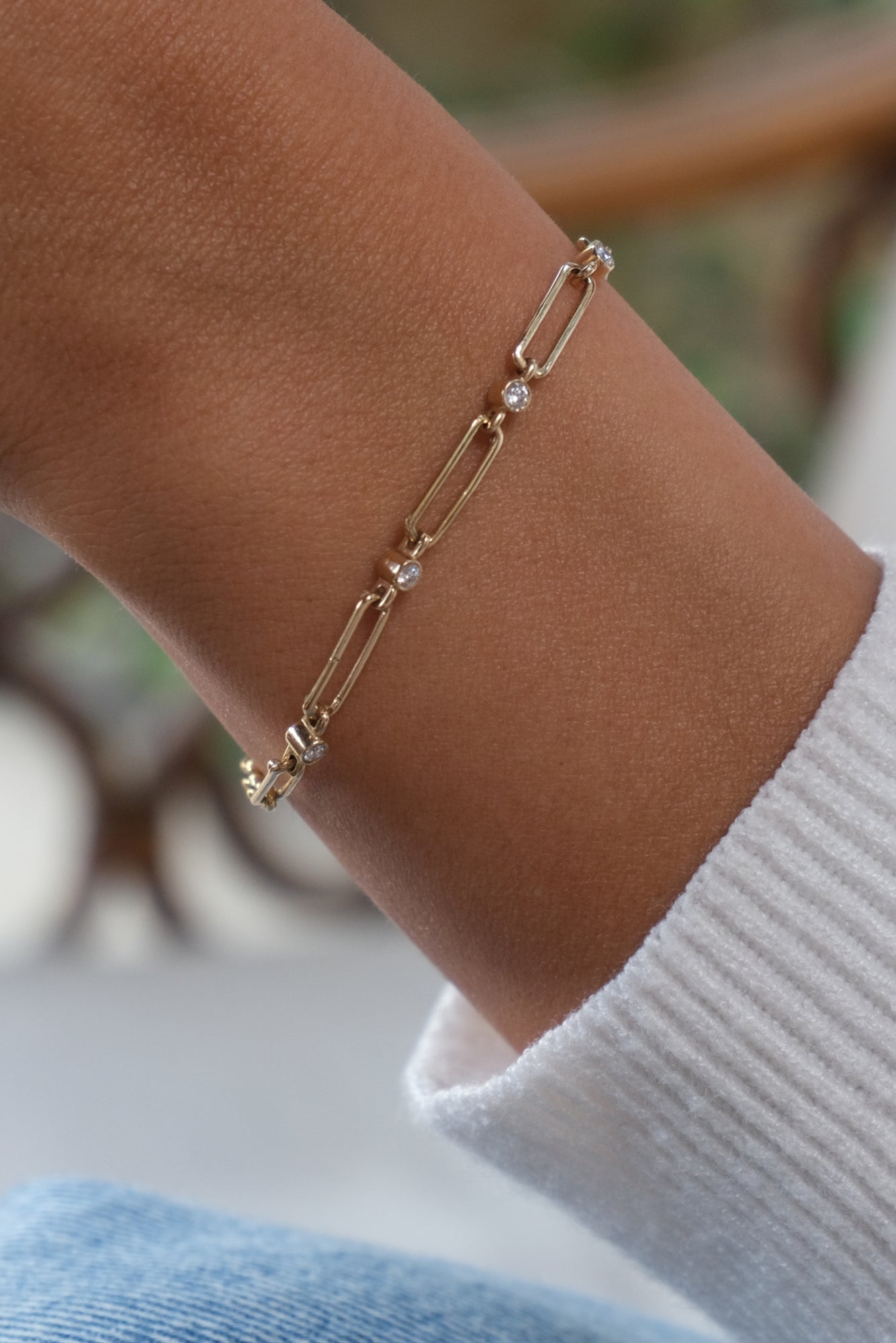 PaperClip Chain Diamond Bracelet - B8