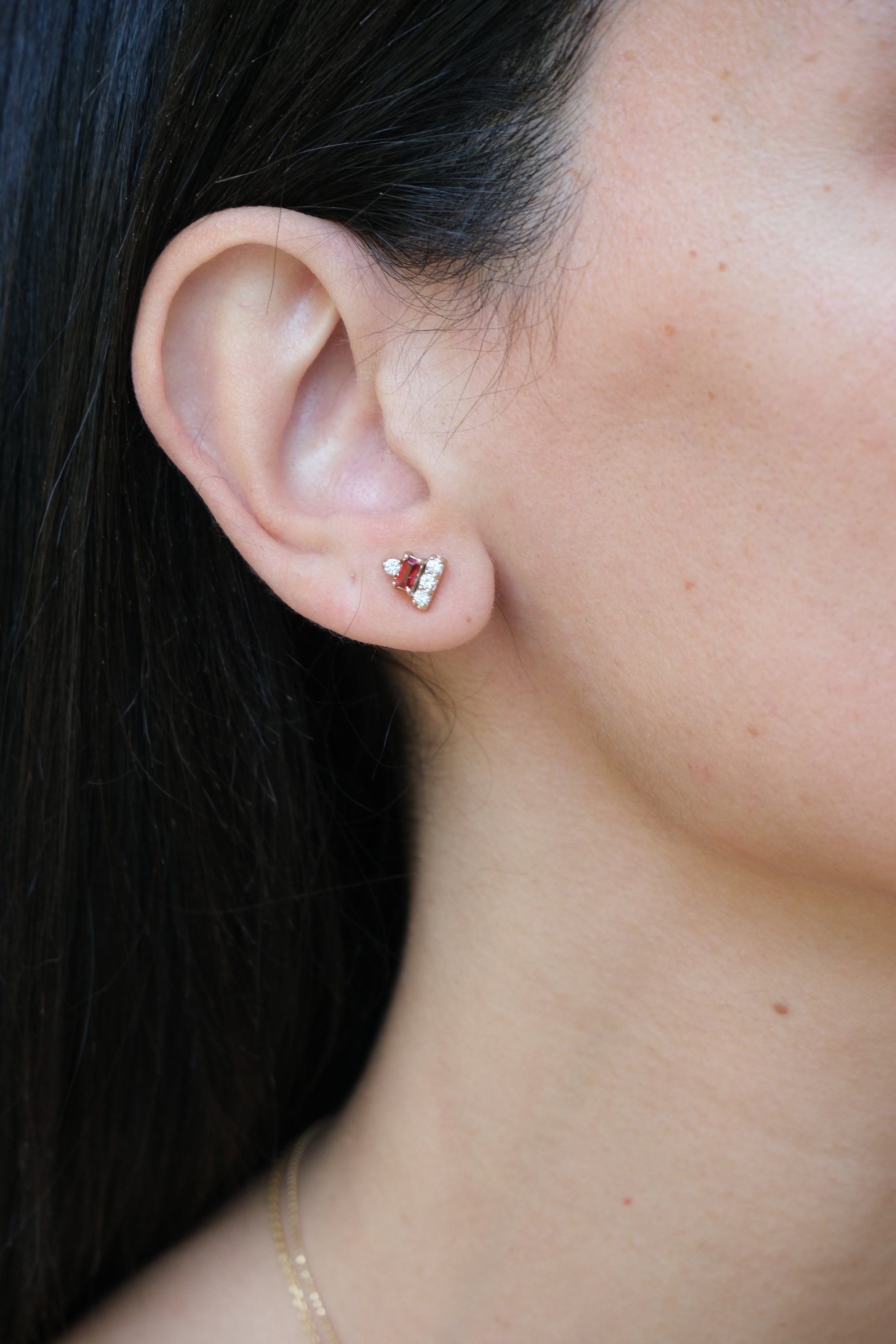 Triplets & Orange Sapphire Stud (Sold as Singles) - E23