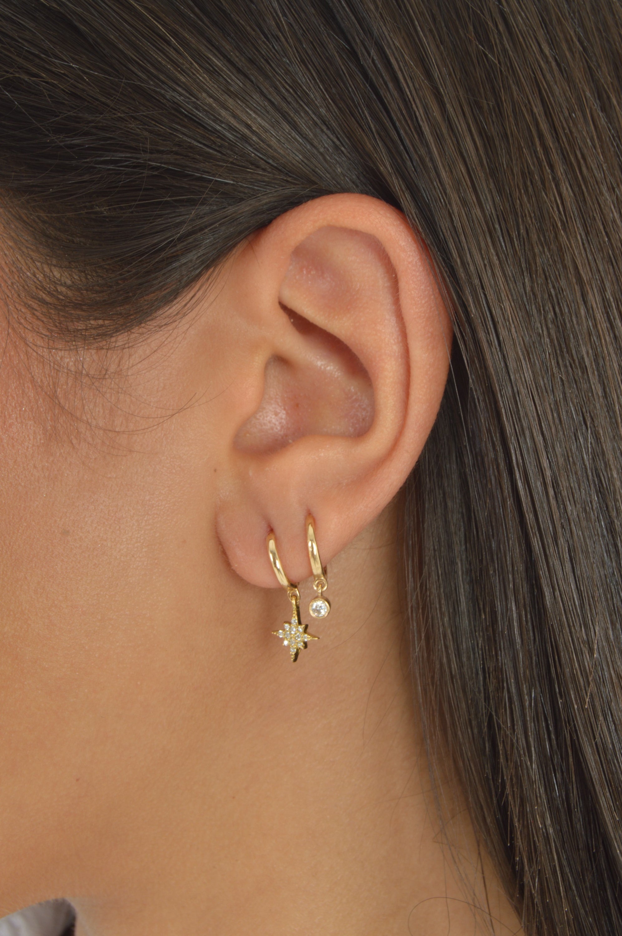 Dangling NorthStar Hoops (Sold as Singles) - E25