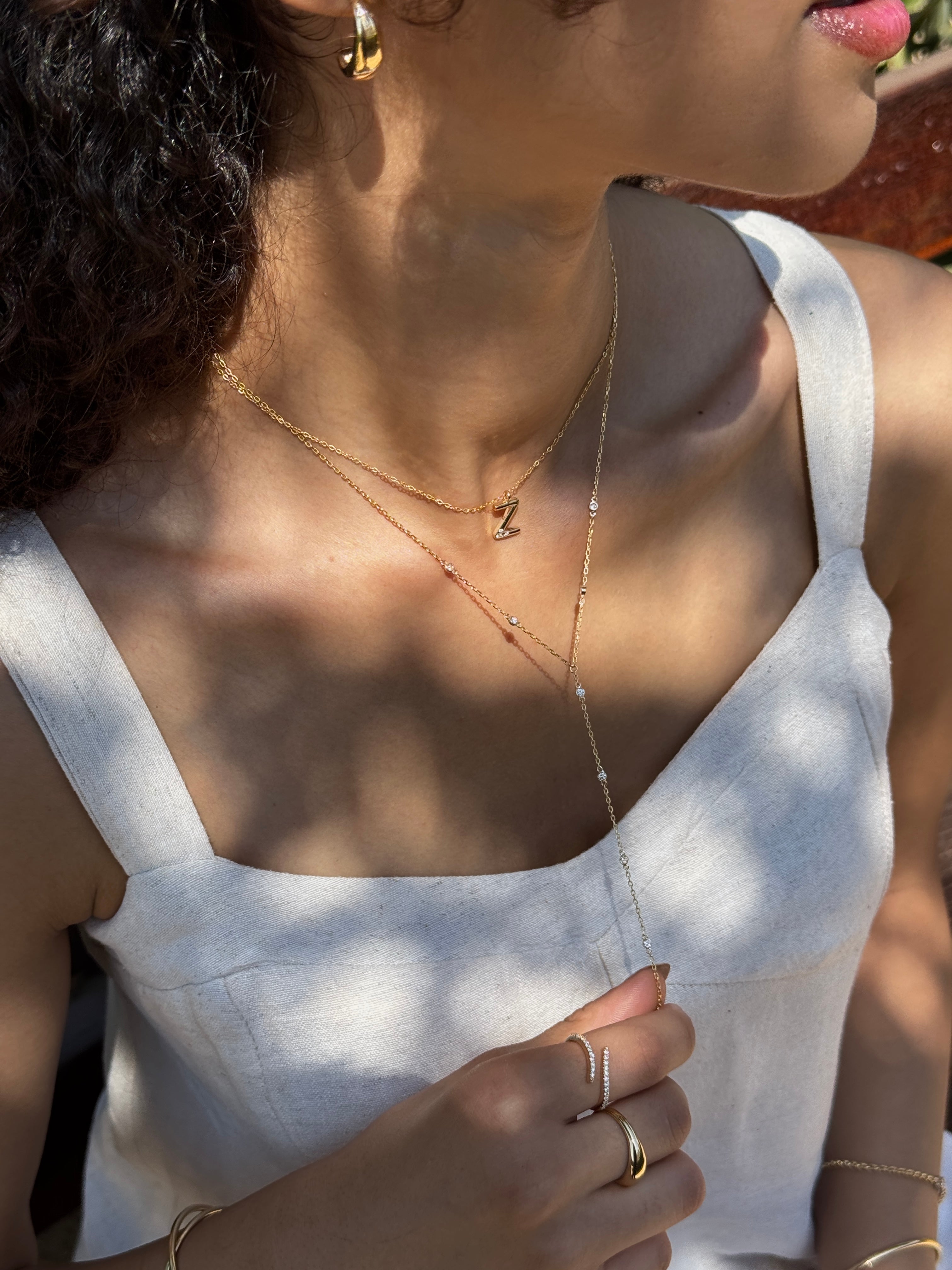 Diamond Line Drop Necklace - NP39