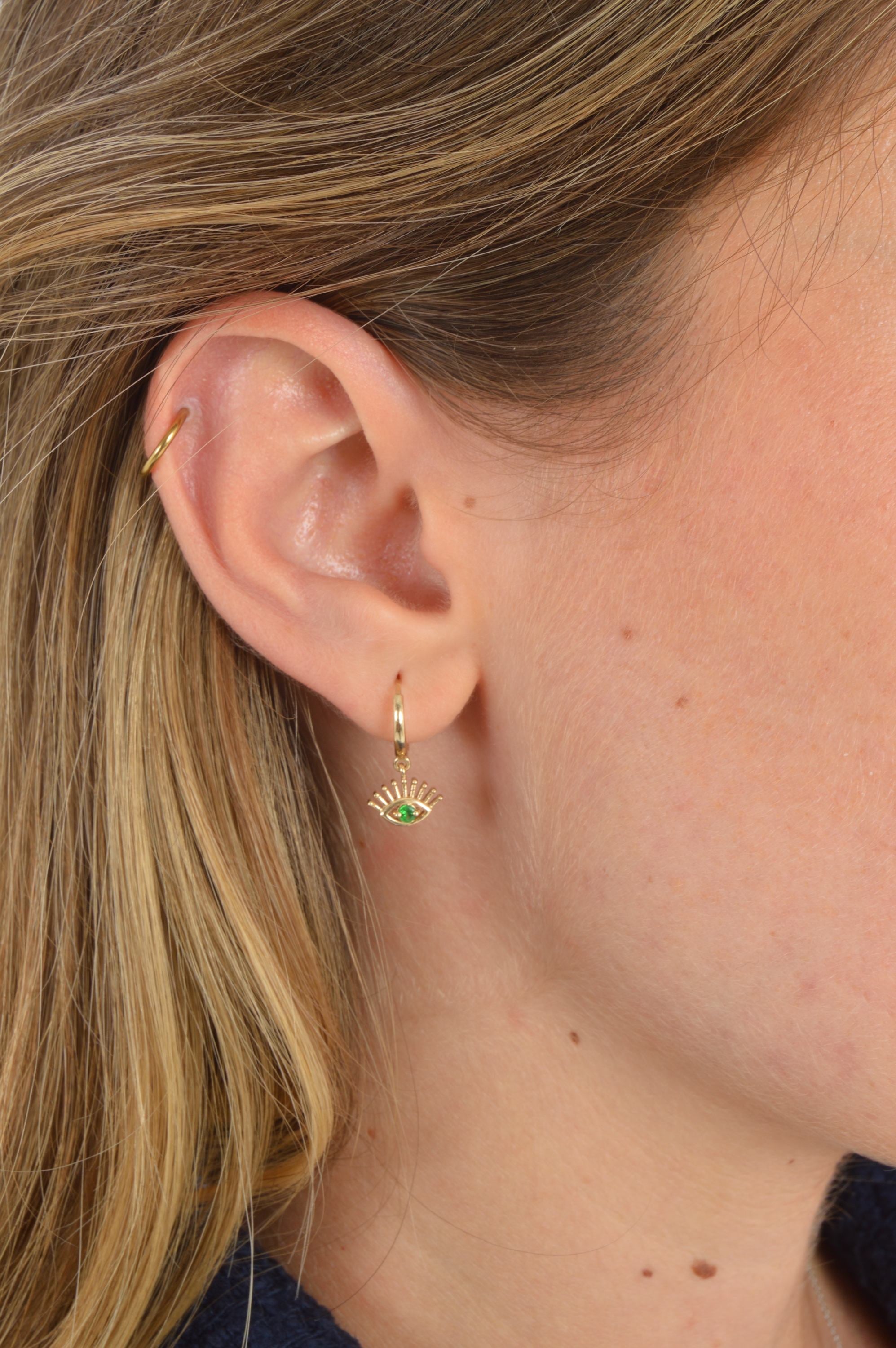 Emerald Eye Hoops (Sold as Singles) - E12