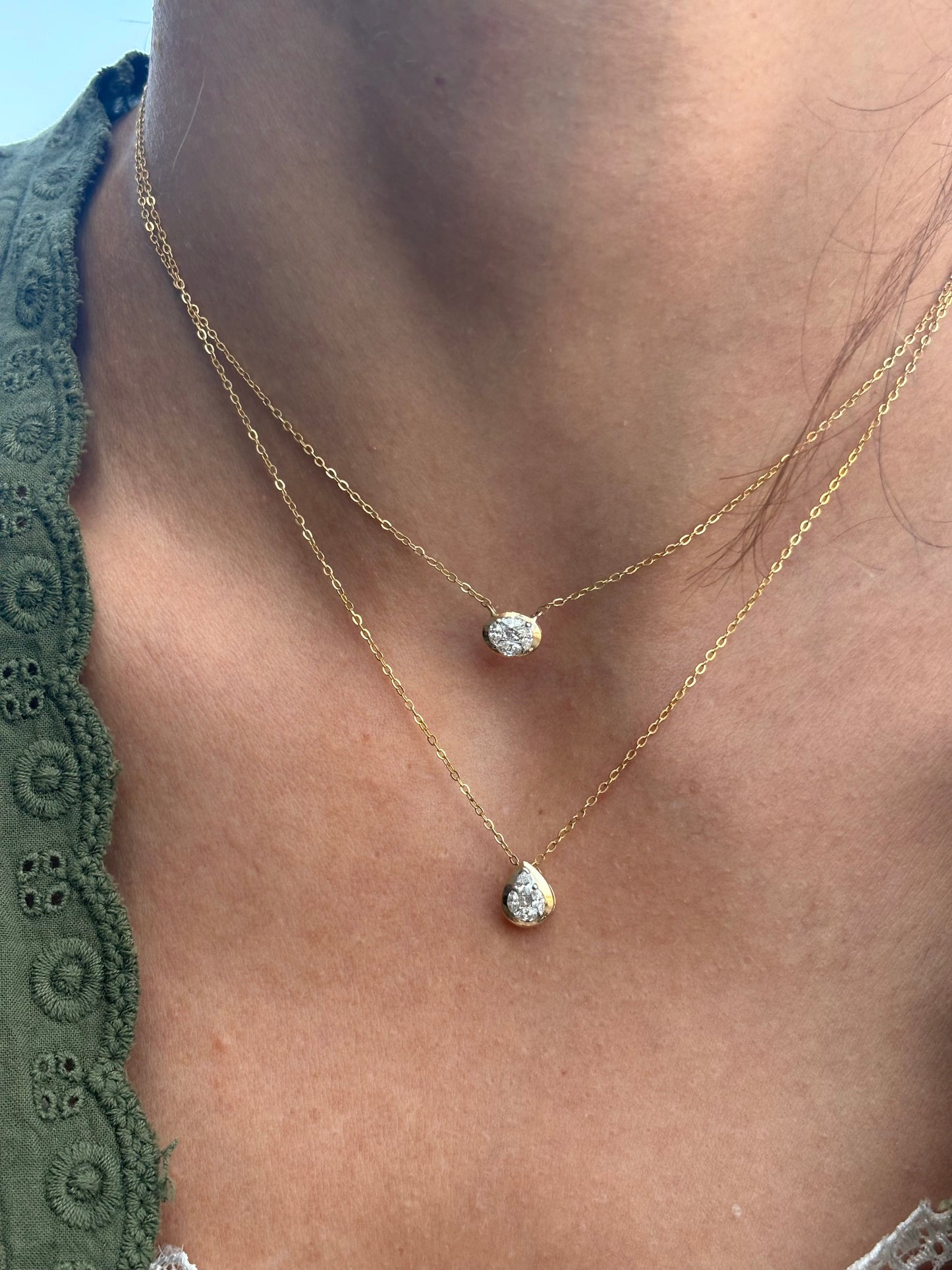 Pear Bezel Necklace - NP35