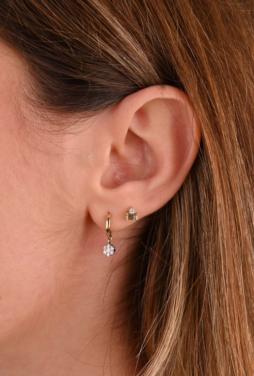 Dangling Flower Thick Hoops ( SOLD AS SINGLES) - E69