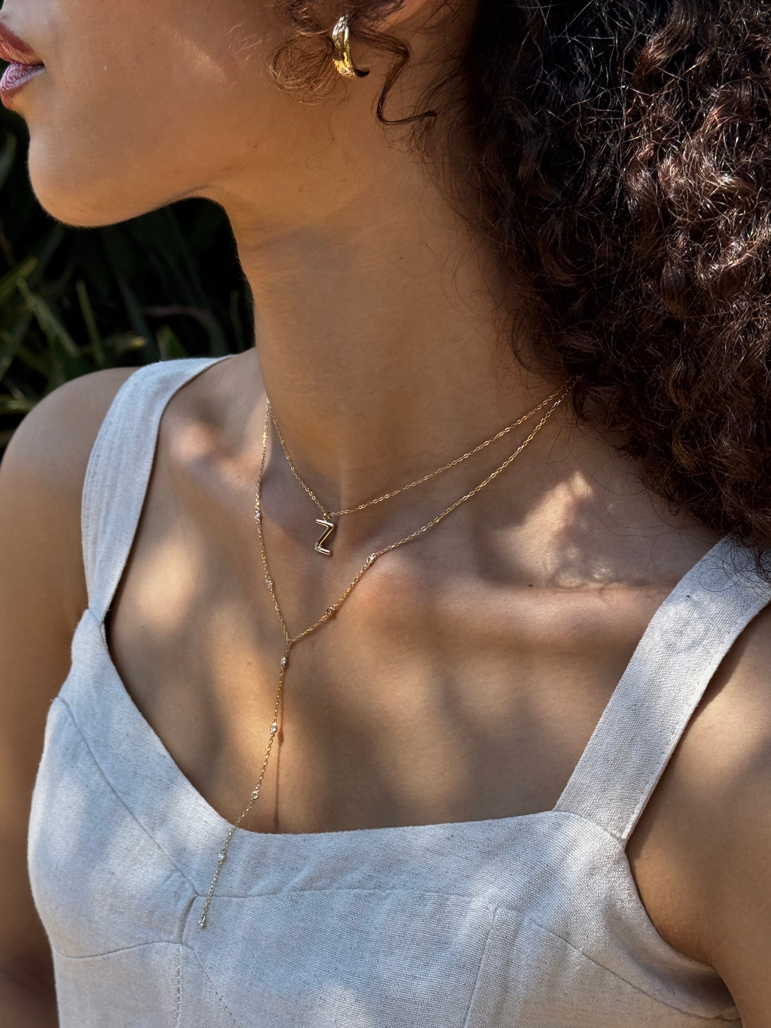 Diamond Line Drop Necklace - NP39