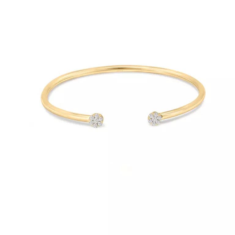 Diamond Flowers Open Bangle - B11