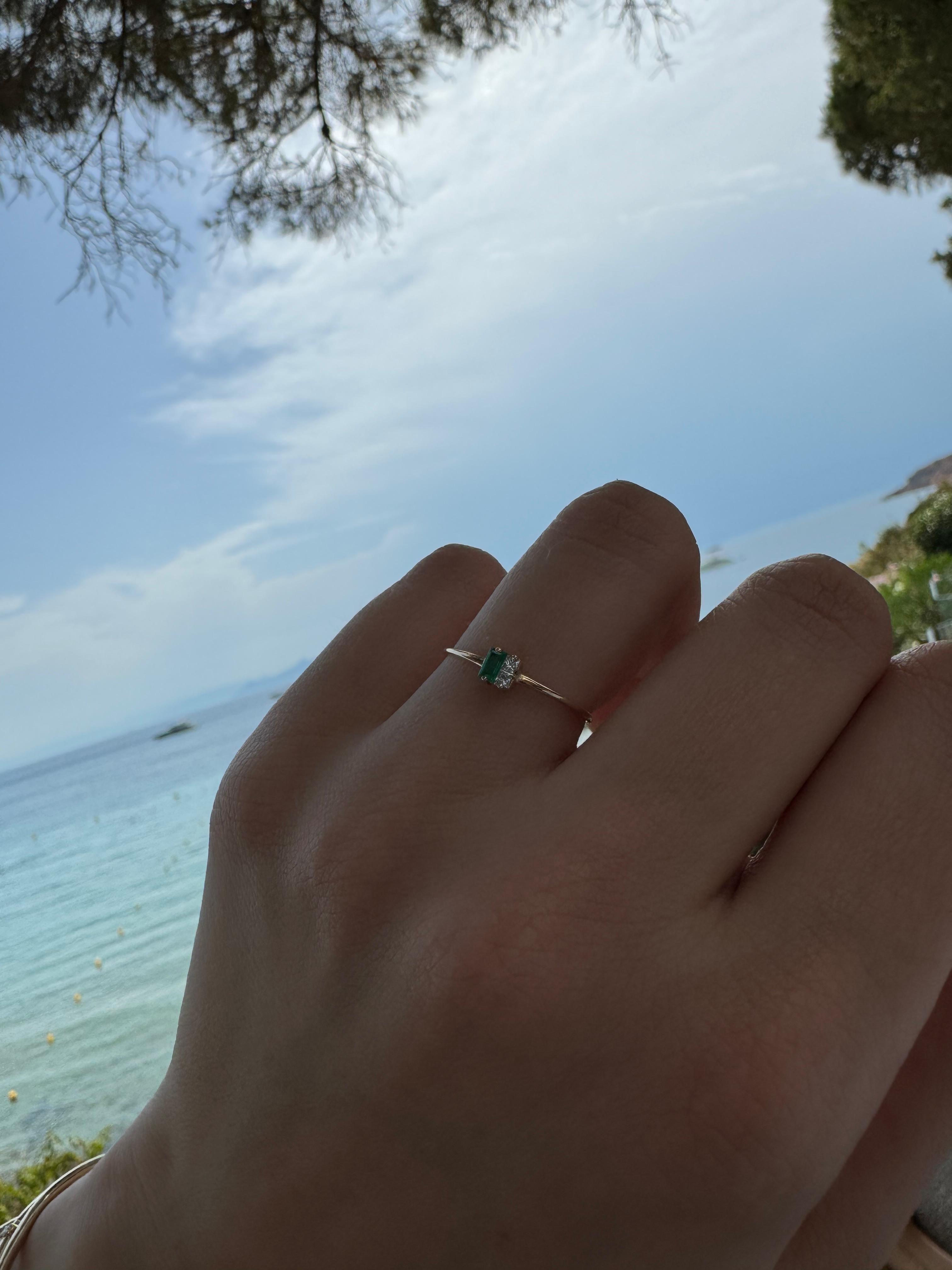 Emerald And Diamond Twinkle Ring - R63