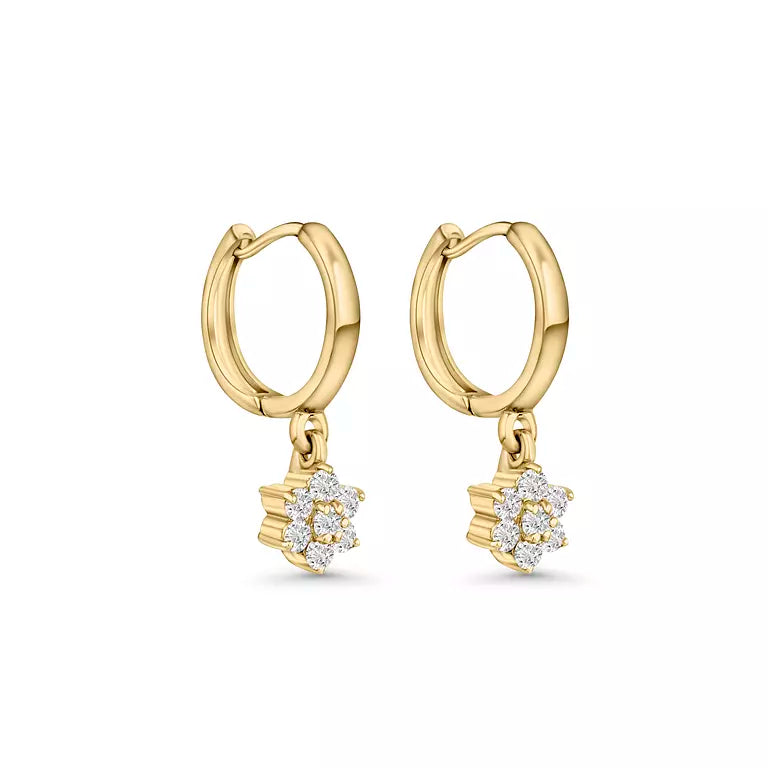 Dangling Flower Hoops (Sold as Singles) - E10