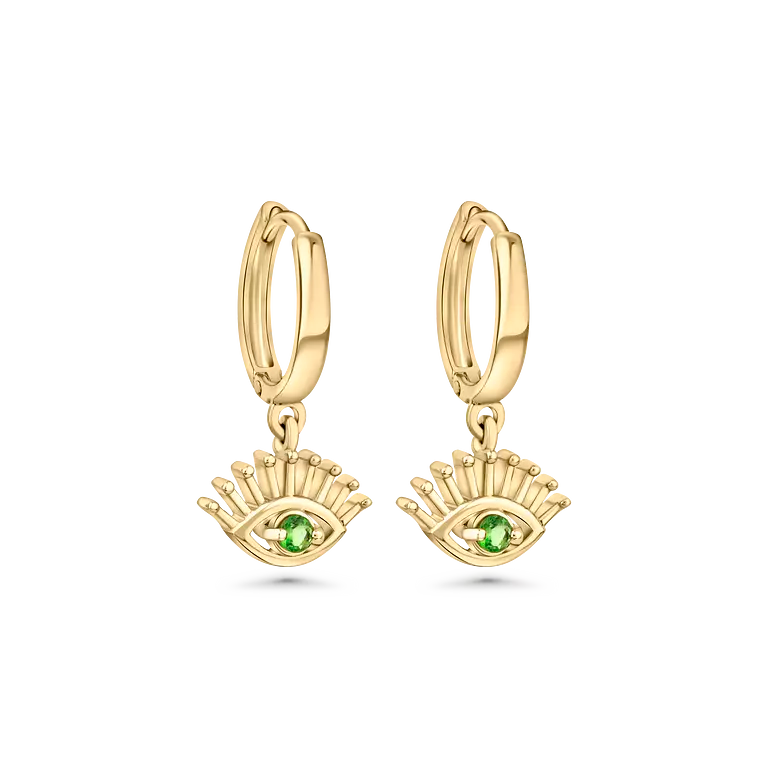 Emerald Eye Hoops (Sold as Singles) - E12