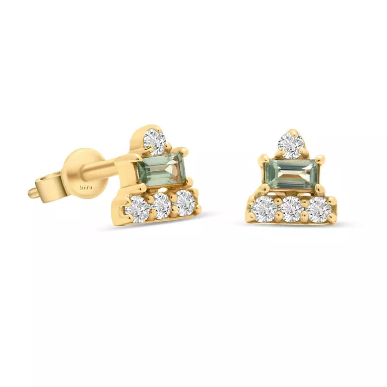 Triplets & Green Sapphire Stud (Sold as Singles) - E14