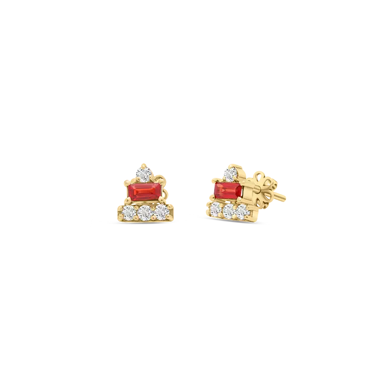 Triplets & Orange Sapphire Stud (Sold as Singles) - E23