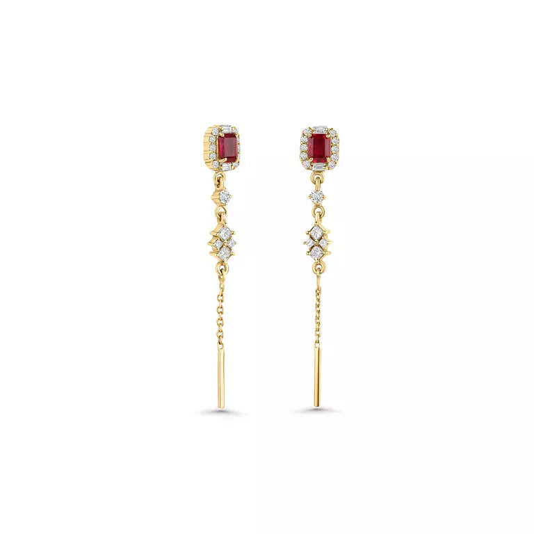 Ruby Royale Dangling Earrings (Sold as Singles) - E24
