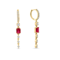 Ruby & Diamond Dangling Earrings (Sold as Singles) - E39