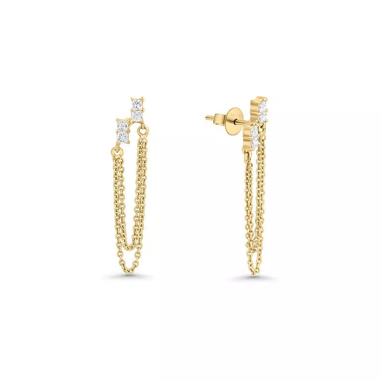 Princess Cut Dangling Earrings (Sold as Singles) - E51