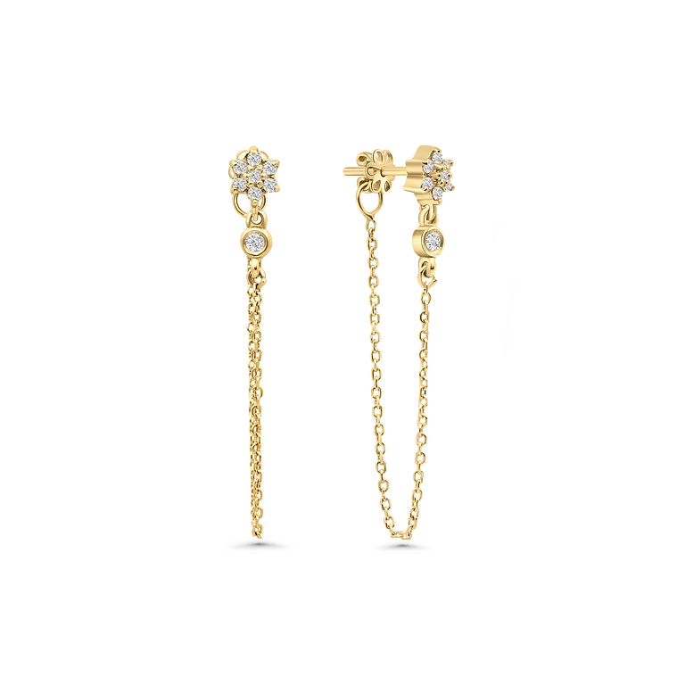 Flower Chain Dangling Stud (Sold as Singles) - E6
