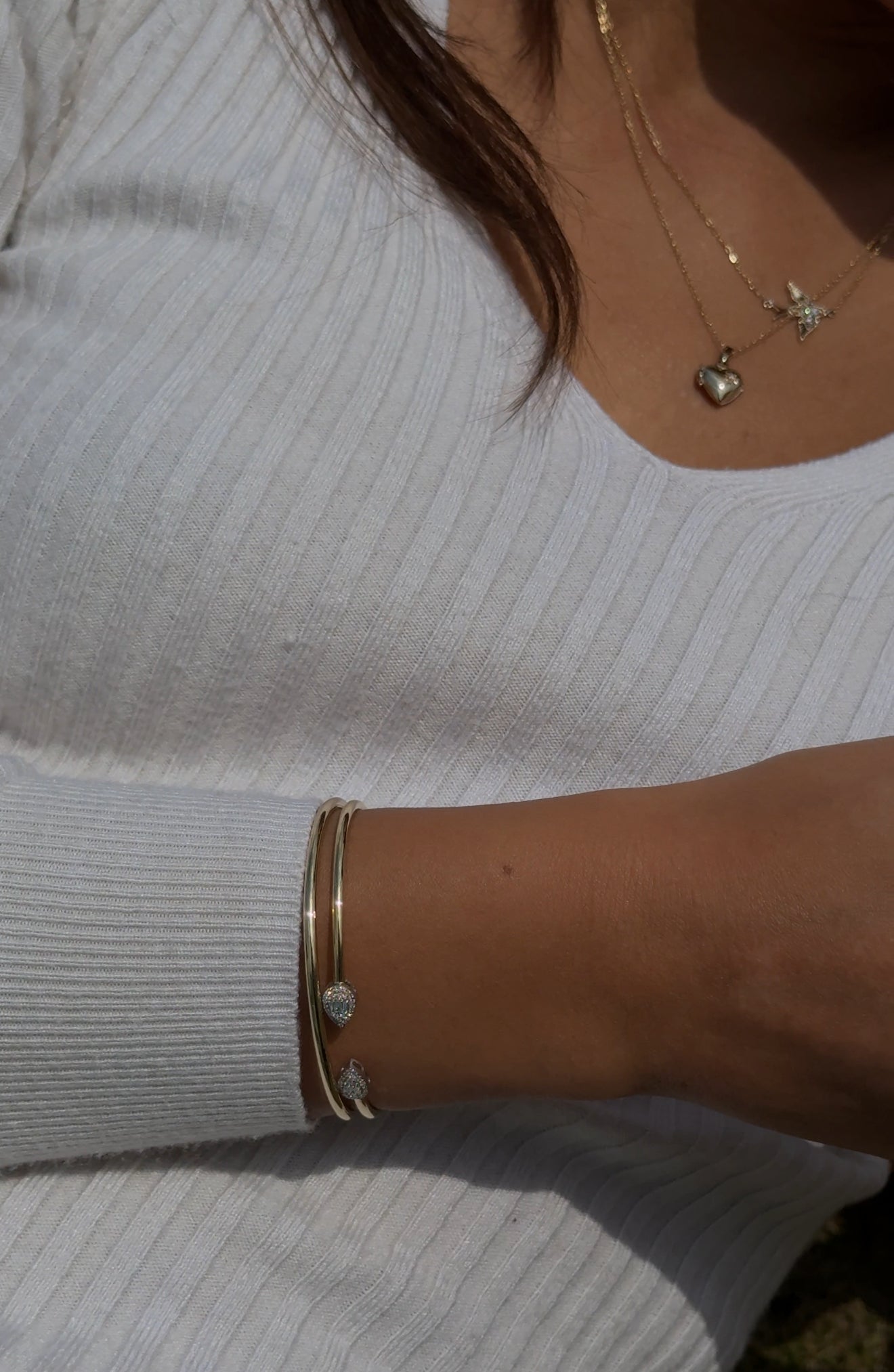 Pear Open Bangle - b16