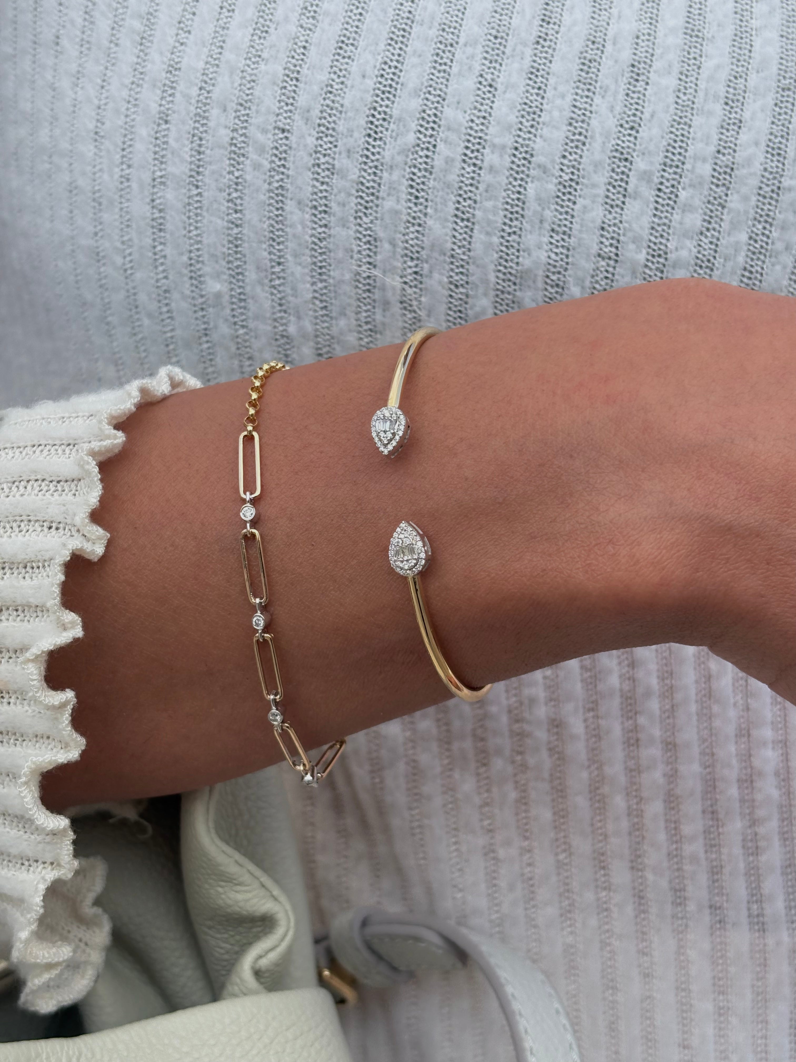 PaperClip Chain Diamond Bracelet - B8