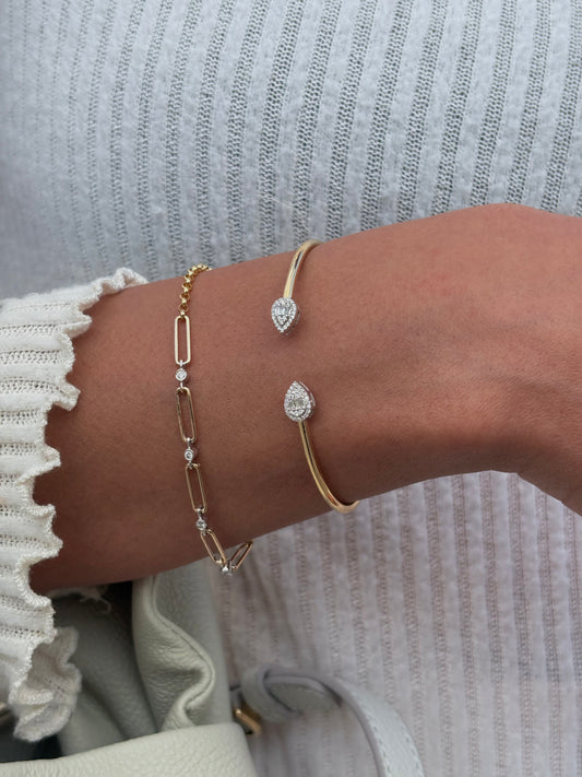Pear Open Bangle - b16