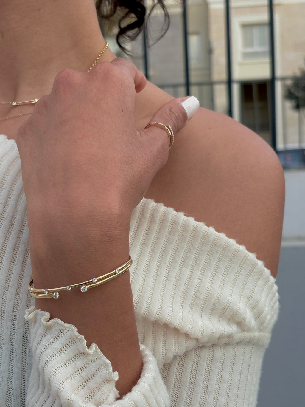 Diamond Dotted Bangle - B12