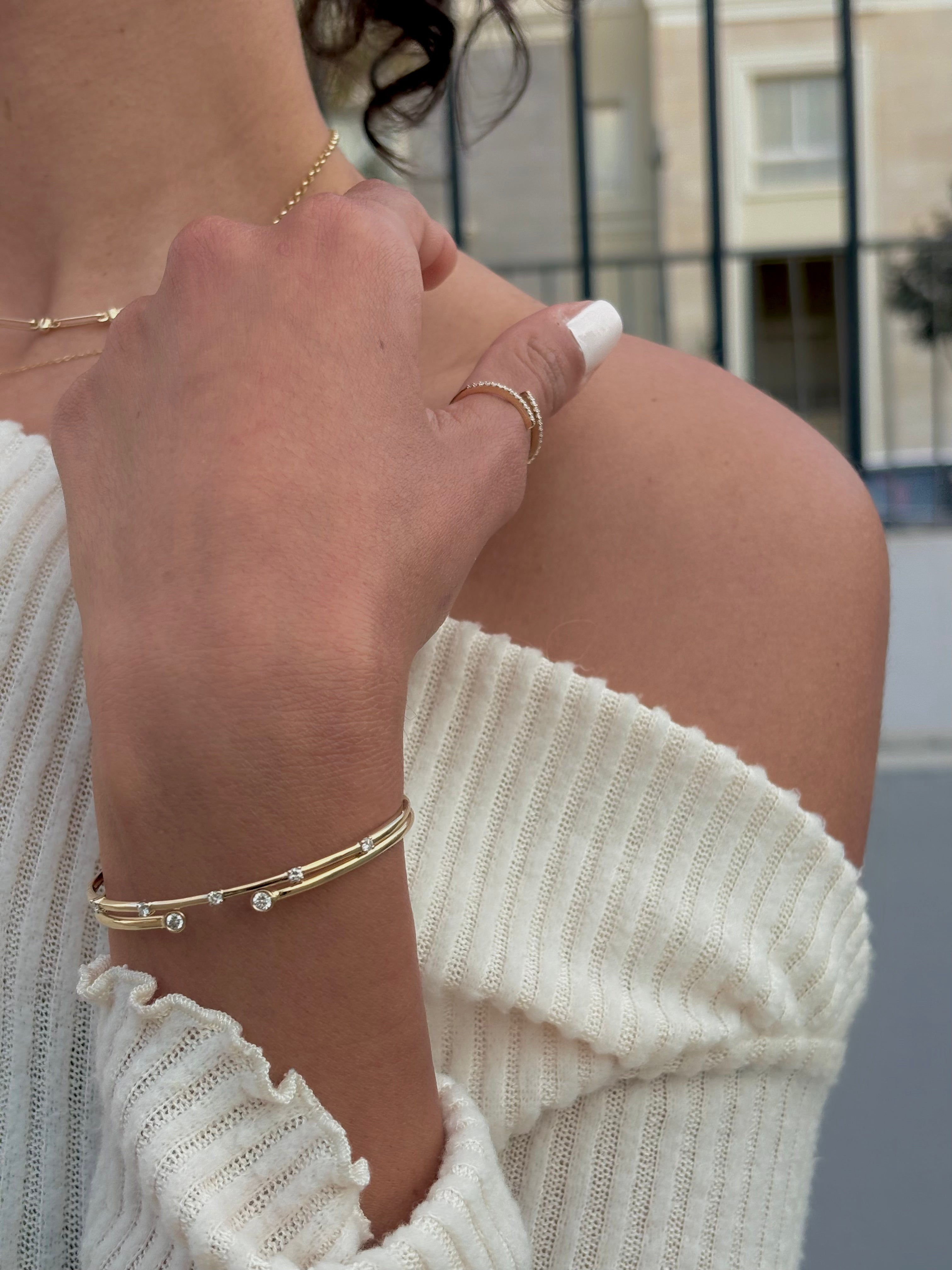 Diamond Dotted Bangle - B12