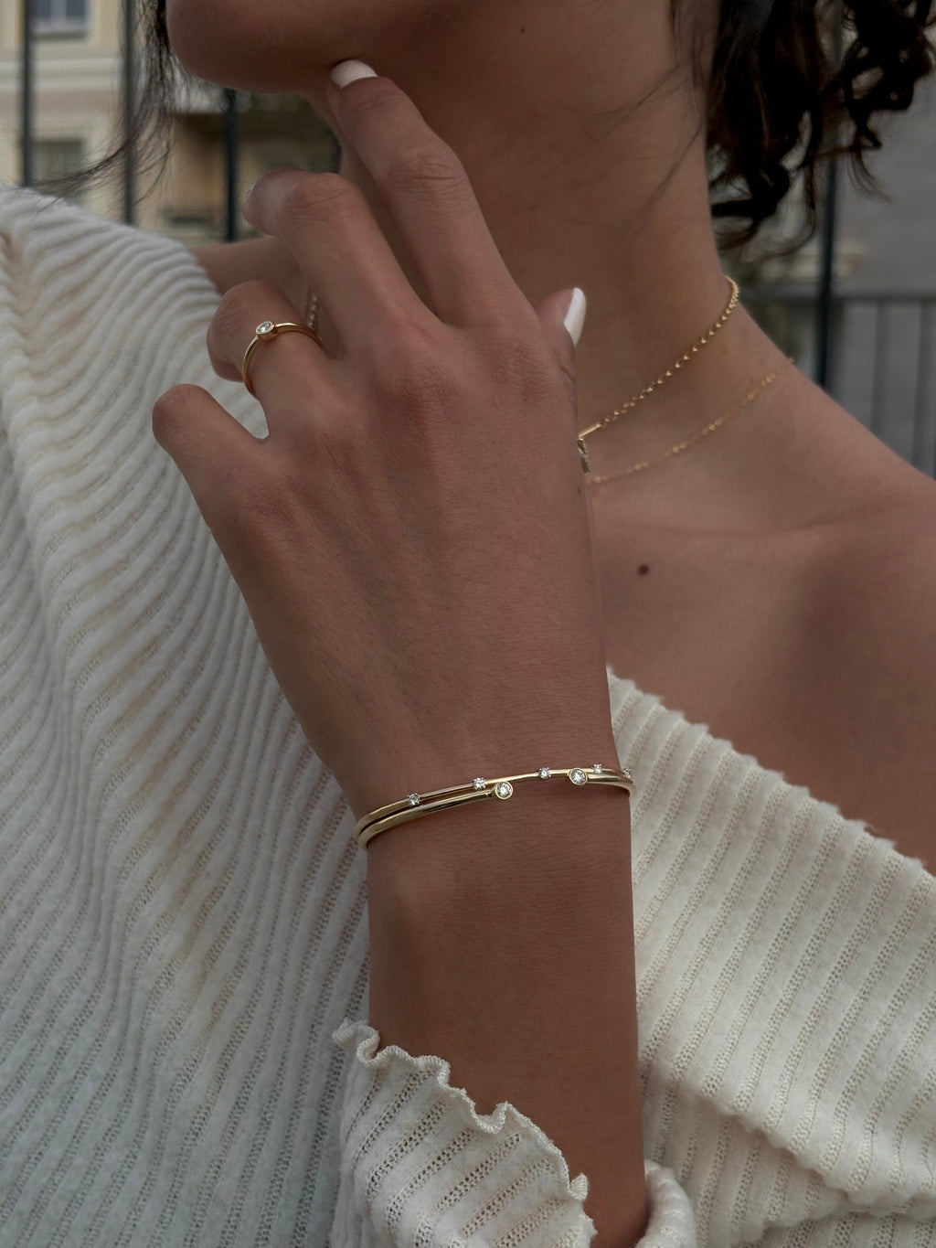 Diamond Dotted Bangle - B12