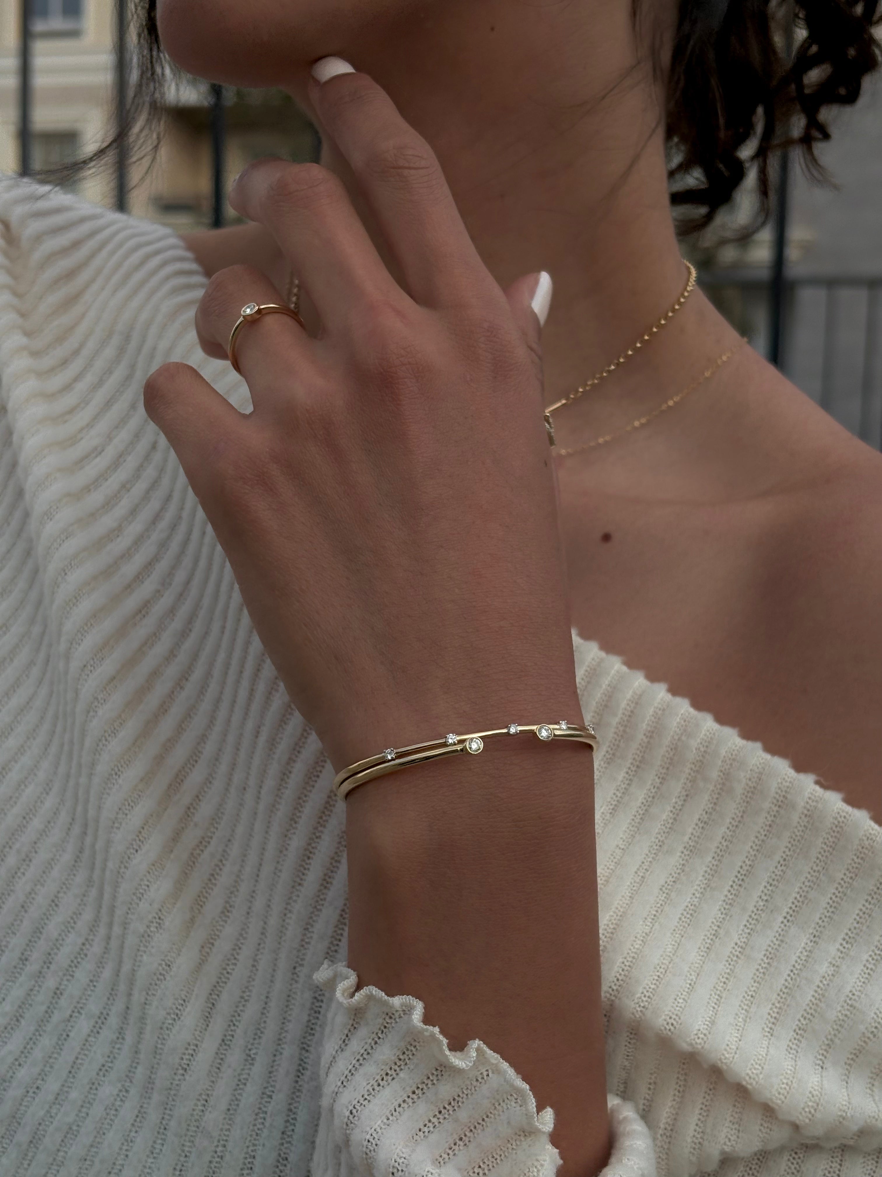 Diamond Dotted Bangle - B12