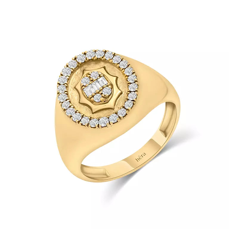 Circular Stamp Diamond Ring - R16