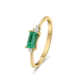 Three Diamond Stones Emerald Ring - R26