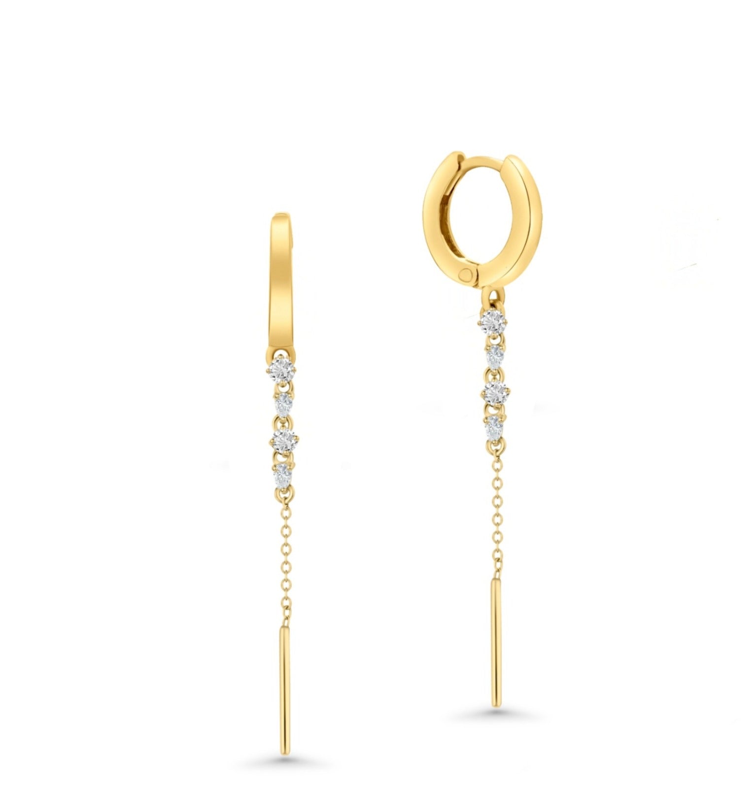 Multi-Shaped Dangling Diamond Hoops (Sold as Singles) - E78